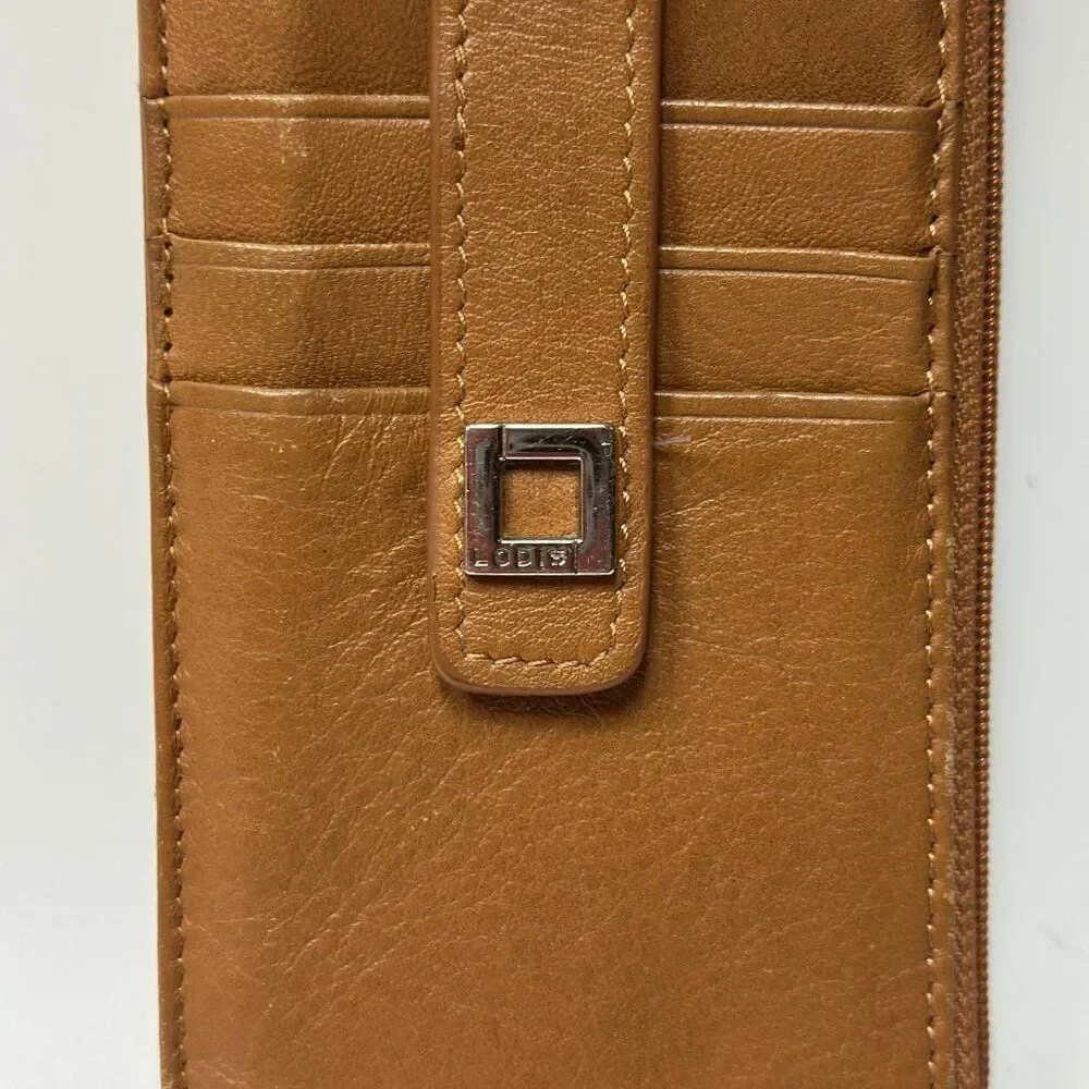 LODIS Julia Long Stacker RFID Leather ID Wallet Chestnut Color